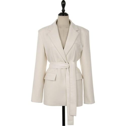 Women Autumn Winter Blazers and Jackets Korean Casual Lace Up Blazer Long Suit Formal Black Long Sleeve Office Ladies Suit 2019