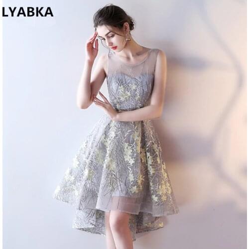 Prom Dresses Vestido Festa Elegant Short Prom Dress Real Picture Custom Made Cheap Scoop Neck Appliques A-line Prom Dresses 2020