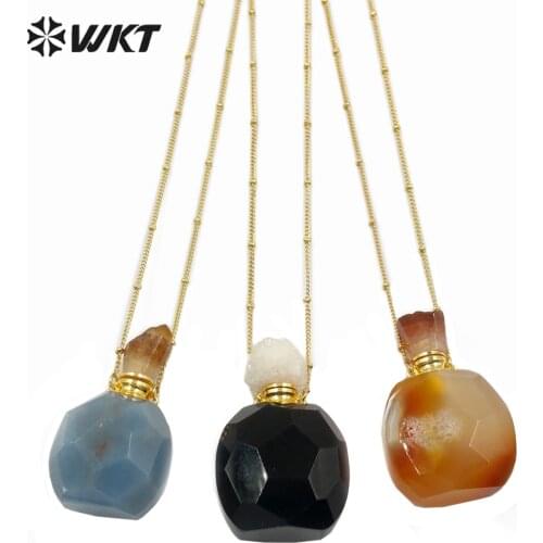 WT-N1176 WKT Romantic Natural Stone Necklace Perfume Bottle Necklace Women Fashion Necklace Jewelry 18 Inch +2 Inch Extend Chain