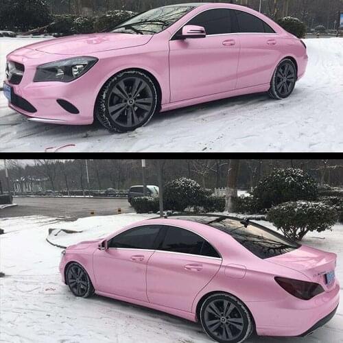 1.52x18M Glossy Macaron Pink Car Whole Body Films Vinyl Wrap Film Stickers Sticker Design Car Styling Air Bubble Free
