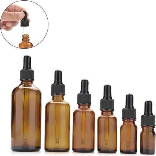 1pc 5/10/15/20/30/50/100ml Amber Glass Liquid Reagent Pipette Bottle Eye Dropper Drop Aromatherapy