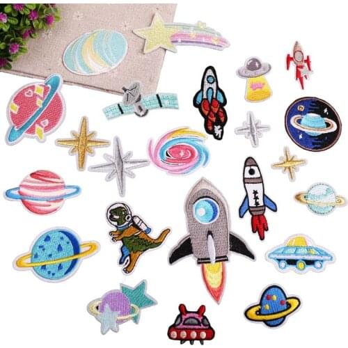 1pcs Space Theme Embroidered Patches Sew For Applique Stickers Badge Accessories Decoration Denim Clothing DIY