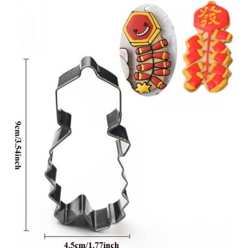 1pcs Festive firecracker Metal Cookie Cutter Fondant Cake Decor sugar craft Pastry Biscuit tool cupcake topper bread mold