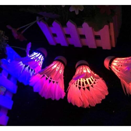 1 Pc Luminous Badminton Dark Night Sport LED Glow Goose Feather Training Badminton for Indoor Outdoor Sports Activities