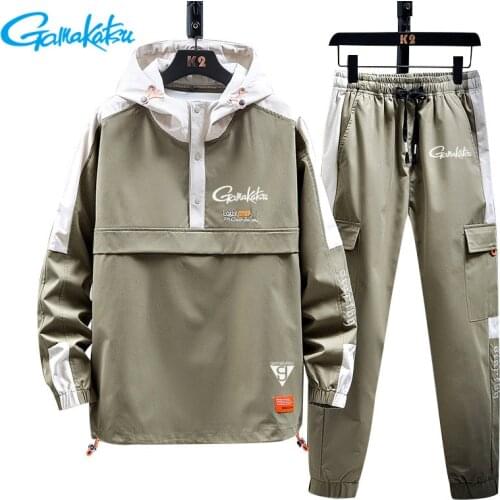 2021 Gamakatsu Men Patchwork Hiking Fishing Clothes Spring Autumn Pants Fishing Hoodie Sportswear Fishing Clothing Outdoor