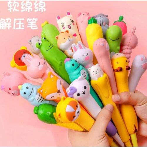 30 pcs/lot Cartoon Animal Decompression Gel Pen Cute black Ink Neutral Pen Promotional Gift Stationery school writing supplies