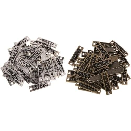 40 Letter Words Charms Pendant Bails Jewelry Making Bead Connector 10 X 35mm
