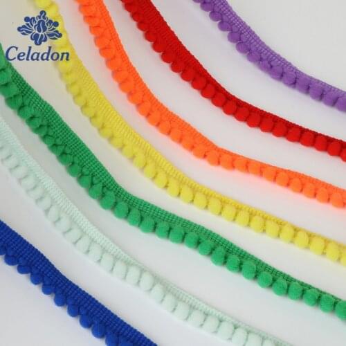 5Yards/Lot Hot Sale 10MM Pom Pom Trim Ball Fringe Ribbon DIY Sewing Accessory Lace 20 Colors For Home Party Decoration