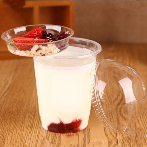 50pcs 400ml Disposable transparent pudding yogurt cup party birthday favor ice cream plastic cups with lids kitchen accessories