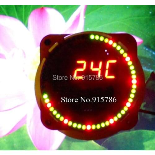 51 mcu rotating led electronic clock kit diy parts ds1302 clock 18b20 electronic kit