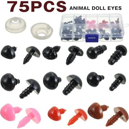 75pcs 6mm/8mm/10mm/12mm Plastic Noses Eyes For Teddy Bear Dolls Soft Toy Nose Making DIY Accessories
