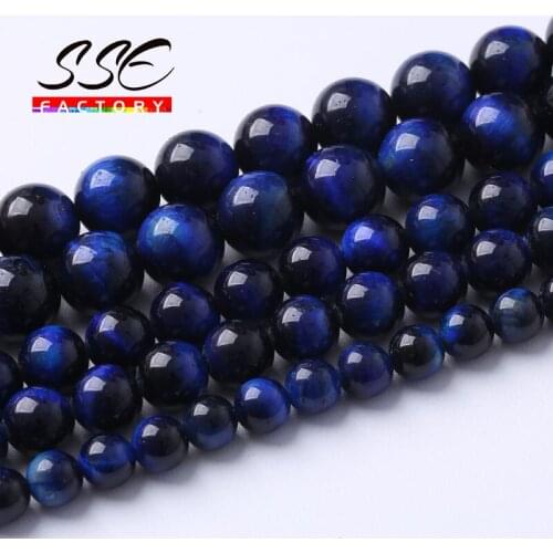 A+ Natural Blue Tiger Eye Stone Round Loose Beads Lapis Lazuli Beads For Jewelry Making DIY Bracelet Accessories 4 6 8 10 12mm