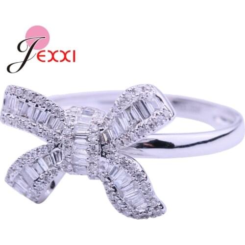 New Arrivals Christmas Gift 100% 925 Sterling Silver Butterfly Pattern Crystal Finger Ring For Women Wedding Engagement Jewelry