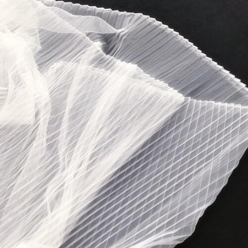 GLace 1M/lot off white Pleated mesh fabric lace dress skirt clothing accessories TX1159