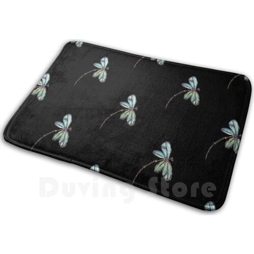 Dragonfly Pearl Iphone Case Mat Rug Carpet Anti-Slip Floor Mats Bedroom Dragonfly Dragonflies Flying Black White Insect Creature