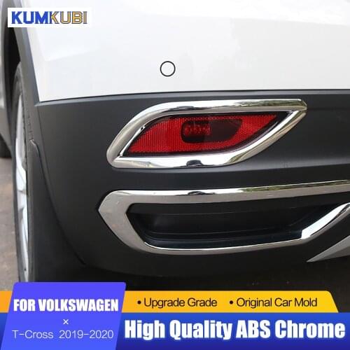 For Volkswagen VW T-Cross 2019 2020 ABS Chrome Car Rear Fog Light Cover Trim Tail Foglight Lamp Frame Styling Accessories 2pcs