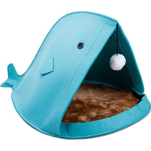 Pet Cat Nest Foldable Felt Shark Bed Soft Comfortable Dog House Sleeping Pad Kennel Kitty Mat For Small Medium Puppy Supplies 2