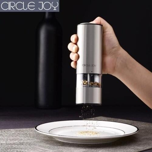 Circle Joy Electric Automatic Mill Pepper and Salt Grinder LED Light 5 Modes Peper Spice Grain Porcelain Grinding Core Mill Kits