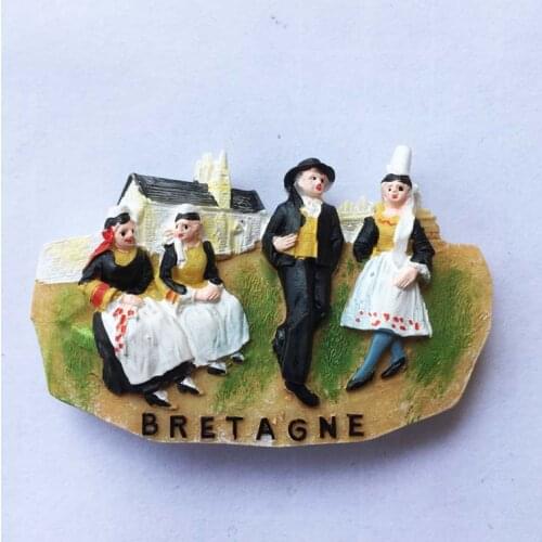 France, Brittany, folk dance, three-dimensional collection, magnetic stickers, refrigerator, stickers, creative tourist souven