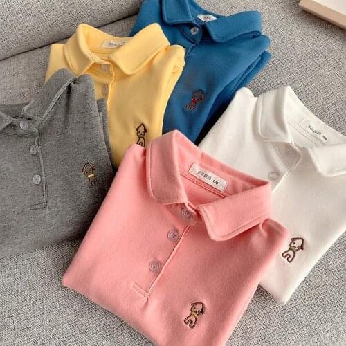 Boys T shirt Children clothes Lapel Long-sleeve Top 2021 Spring and Autumn Multicolor Polo Shirt