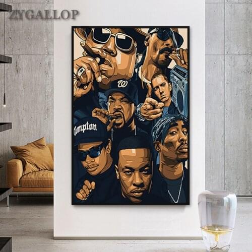 Hip Hop Star Canvas Painting Poster Prints 2PAC Biggie Notorious N.W.A Legend Star Collage Wall Pictures Living Room Home Decor