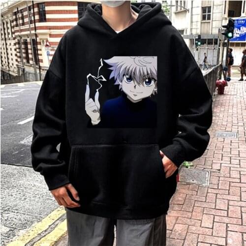 Unisex Kawaii Hunter X Hunter Killua Zoldyck Harajuku Hoodies Streetwear Anime Costume Men Clothes Male Daily Casual Hoodies