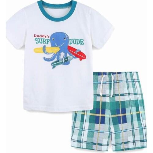 TUONXYE Summer Childrens Clothes For Boy Cartoon Octopus T Shirt+Pants Kids Short Sleeve Clothing Set Teens Sport Tracksuit