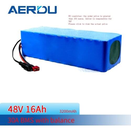 AERDU 48V 13S5P 16AH with 30A BMS 18650 lithium battery pack for Long-distance electric bicycles scooters high-power motorcycles
