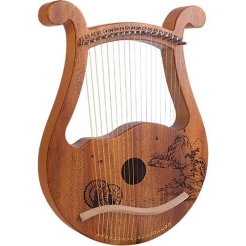 Lyre Harp,19 String Mahogany Lyre Harp,19 String Lyre Unique Patterns Carved Symbols,for Music Lovers Beginners,Etc