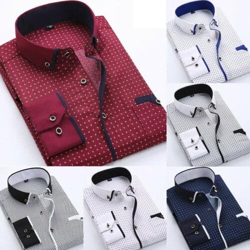 2020 Men Casual Long Sleeved Printed Shirts Slim Fit Male Social Business Dress Shirt Brand Men Clothing Camisas Para Hombre