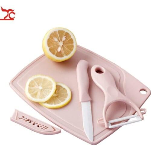 Three-piece ceramic fruit knife Cutting board peeler set Mini cutting board Paring knife Kitchenware