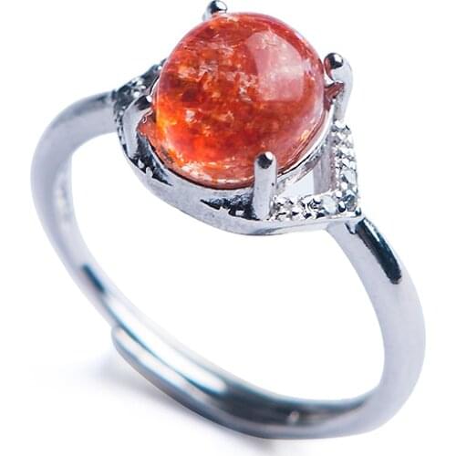 Natural Lepidocrocite Quartz Beads Adjustable Ring Red Super Seven 925 Sterling Silver 10x9mm Rarest Beads Fashion Rings AAAA