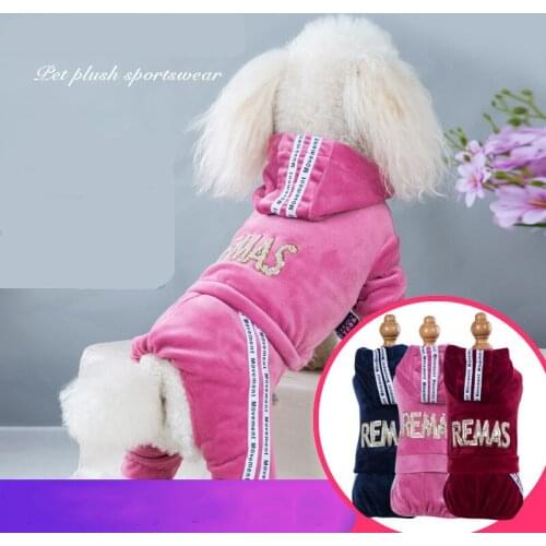 Dog Clothes Autumn Winter New Gold Velvet Four-legged Sports Leisure Clothing Teddy Clothes One-piece Jumpsuit Pet clothing