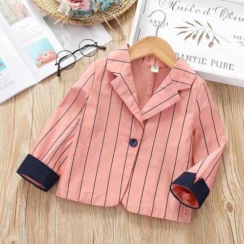 New Kids Casual Suits Jacket Girl Striped Blazer Children Leisure Blazers for Girls Toddler Casual Clothing Blazers