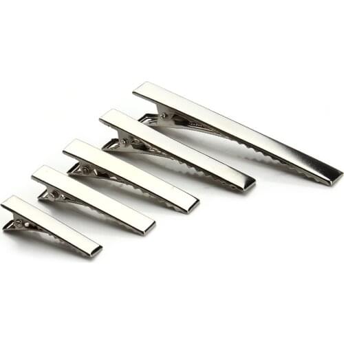 20Pcs/lot 32/41/46/57/76mm Rhodium Color Flat Metal Single Prong Alligator Clips For Bows DIY Accessories Clamps Pins