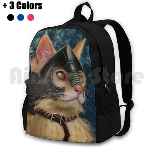 Cat Outdoor Hiking Backpack Waterproof Camping Travel Cool Battle Cats Vintage Historical Costume Fantasy Kitten Magic Cat In