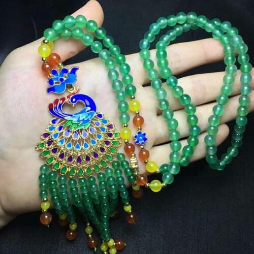 Natural chalcedony sweater chain accessories, beads without cracks, no marks, no flaws c14