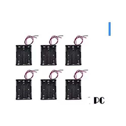 3 x 1.5V AA Battery Spring Clip Black Plastic 3 x 1.5V AA Battery Case Holder Box Black Red Wire Leads