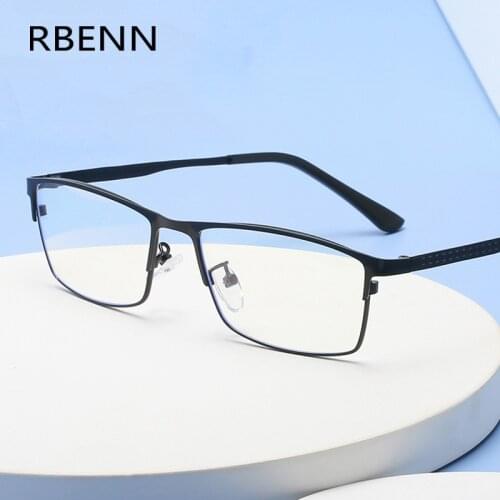RBENN Design Anti Blue Light Blocking Men Reading Glasses Metal Frame Business Computer Reader +1.0 1.50 1.75 2.0 2.25 2.50 2.75