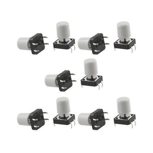 Gray Tact Tactile Push Button Switch 12 x 12 x 20mm 4 Pin DIP Through Hole