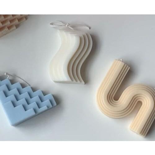 Diy Candle Silicone Mold Abstract Architectural Geometric Line Wave Candle Mold Making Scented Candle Handmade Candle
