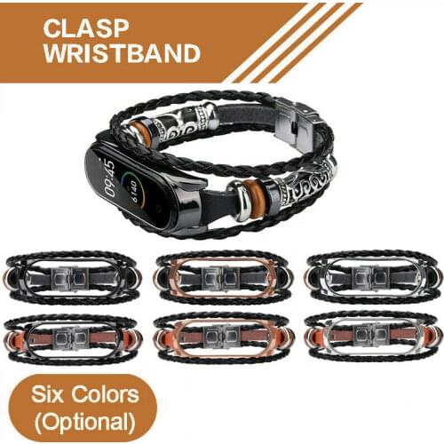 For Xiaomi Mi Band 3 4 5 Smart Bracelet Leather Weave Strap Braided Watch Band Smart Watch Wrist M3 M4 Plus Bracelet For MiBand