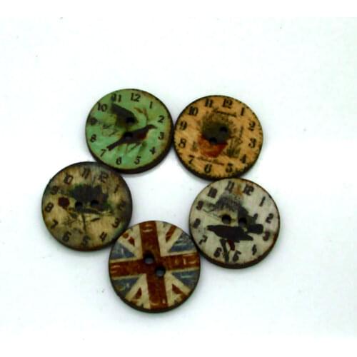 50pc 15mm Mixed Round Clock For Clothes Knitting Needles Crafts Sewing Scrapbooking DIY Fabric Needlework Buttons