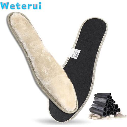 Premium Thick Warm Fluffy Fleece Insoles Bamboo Charcoal Fur Plush Inserts Pad Anti-Odor Winter Insole for Boots Sneakers