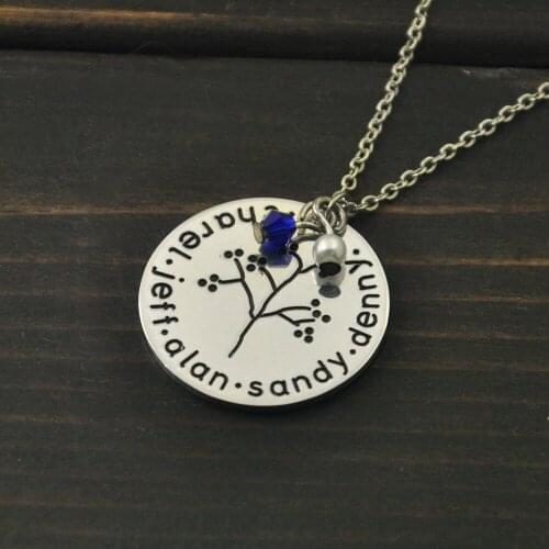 Custom Engraved name necklace with birthstone,Personalized necklace,Family Tree pendent necklace Gift for Mother