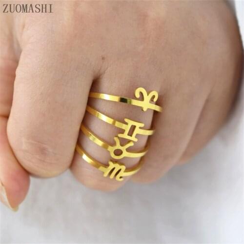 Zodiac Sign Ring Trendy Astrology Constellation Ring Aries Taurus Gemini Cancer Leo Virgo Libra Scorpio Birthday Gift for Her