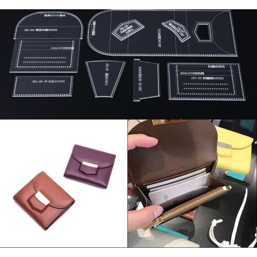 1 Set DIY Acrylic Clear Card Bag Purse Wallet Stencil Leather Template DIY Leathercraft Tools 10.5*14*2cm