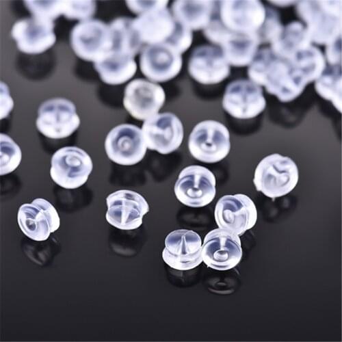 100PCS Clear Soft Silicone Rubber Earring Backs Plug Cap Hambugers Stoppers Ear Post Rubber Earring Posts And Backs Ea plug