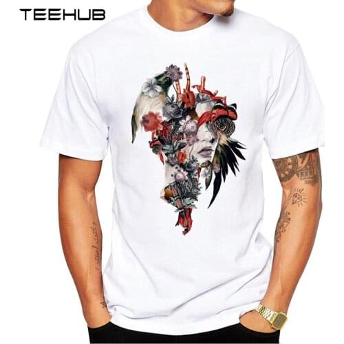 2019 TEEHUB Mens Fashion Surreal Woman Printed Short Sleeve T-Shirt Hipster O-neck Design Tops Cool Desgin Tee