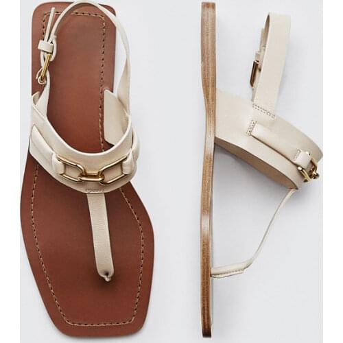 2021 Summer Flats Flip Flops Bohemian Style Beach Slides Buckle Strap Square Toe Flat With Sandals Casual Students Sandalias